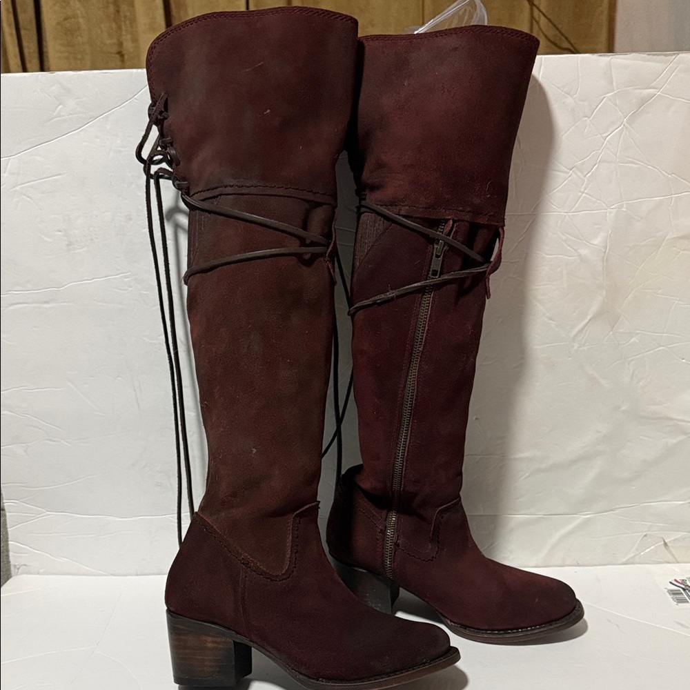 Freebird by Steven Burgundy Over the Knee Boots size 7
